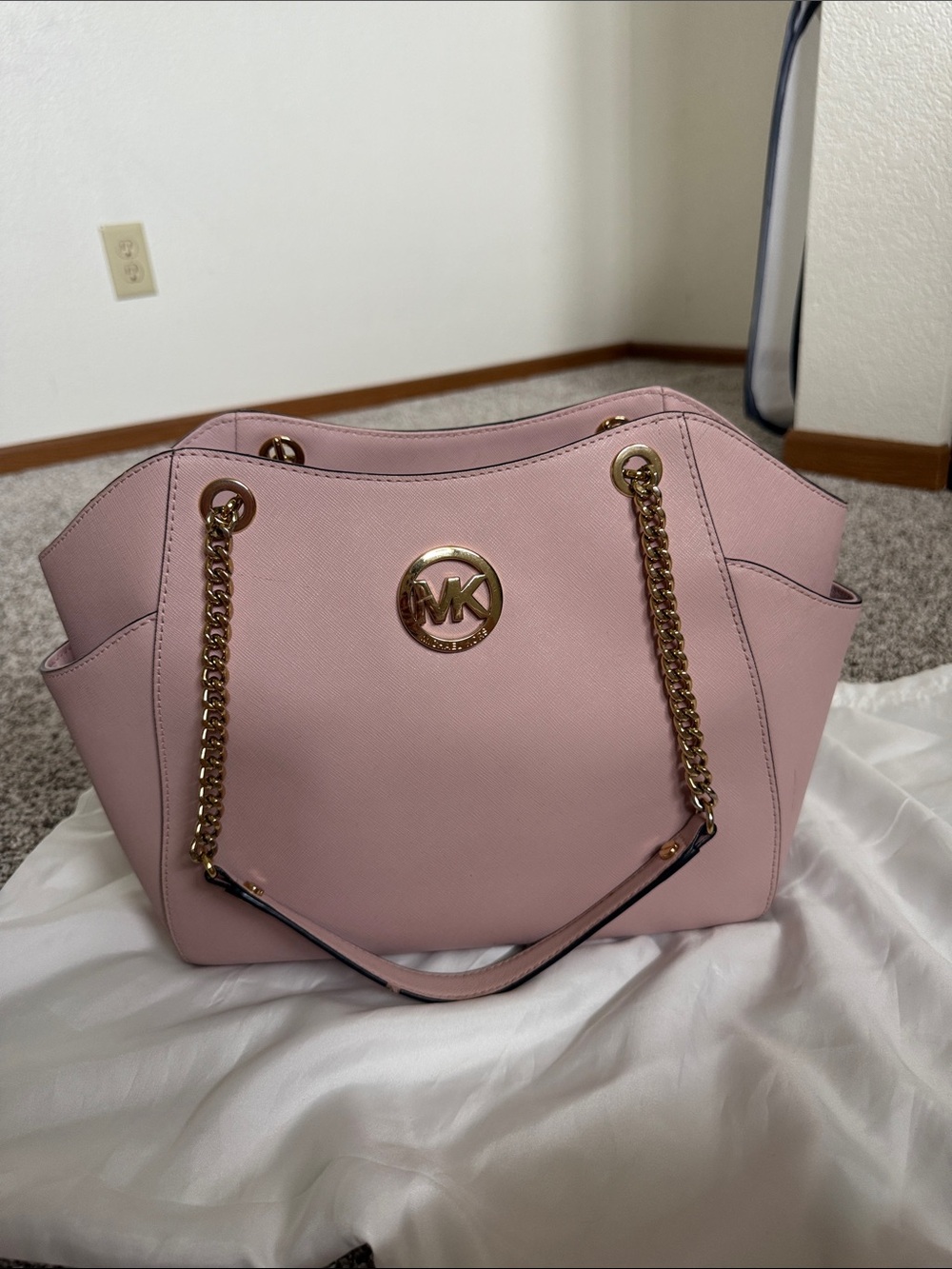 Michael Kors Blush Pink Saffiano Chain-Handle Tote